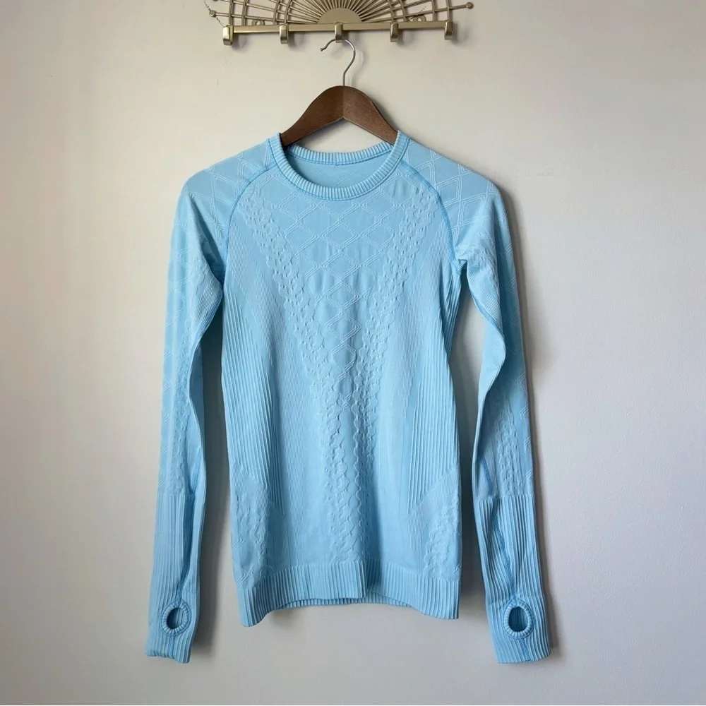 Lululemon Heathered Blue Caspian Rest Less Pullover Top Sz 4